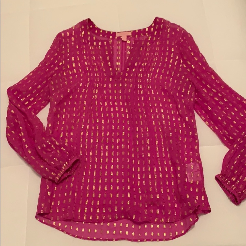 Lilly Pulitzer Colby silk clip top size S